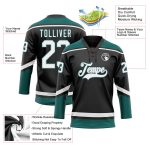 Custom Name Number Hockey Jersey - Personalized Black White Gray Midnight Green Lace Neck Team Apparel Personalized Black