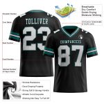 Custom Midnight Green Black White Gray Mesh Football Jersey Personalized Black White Gray-Midnight Green Mesh Authentic Football