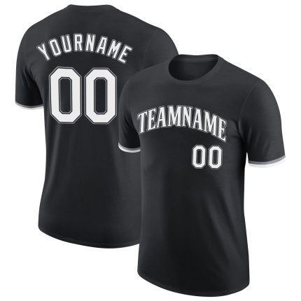 Personalized Black Gray White Performance T-Shirt for Men Women 3 Personalized Black White-Gray Performance T-Shirt 3