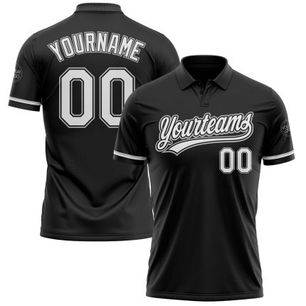 Personalized Golf Polo Shirt - Black White Gray Performance Vapor for Men Personalized Black White-Gray Performance Vapor
