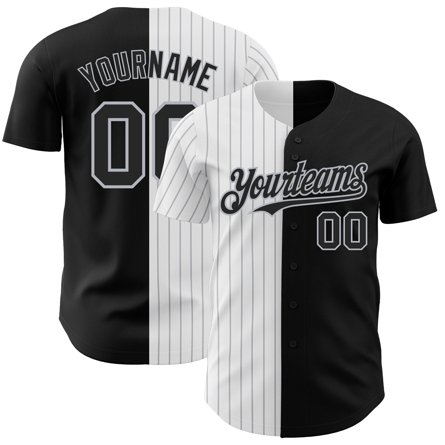 Custom Name and Number Personalized Black Gray Pinstripe Baseball Jersey Authentic Split Fashion Team Personalized Black