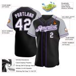 Customizable Black Gray Purple Baseball Jersey with Raglan Sleeves - Personalized Team Name and Number Personalized Black