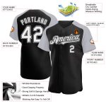 Personalized Baseball Jersey - Black White-Gray Raglan Sleeves Sportswear Personalized Black White-Gray Raglan Sleeves Baseball