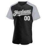 Personalized Baseball Jersey - Black White-Gray Raglan Sleeves Sportswear Personalized Black White-Gray Raglan Sleeves Baseball