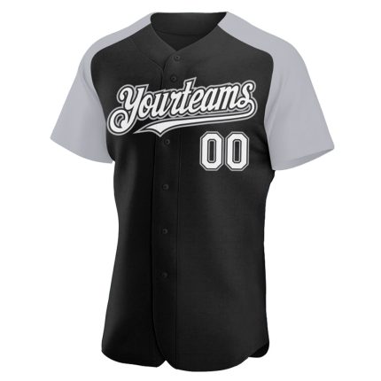 Personalized Baseball Jersey - Black White-Gray Raglan Sleeves Sportswear Personalized Black White-Gray Raglan Sleeves Baseball