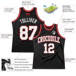 Custom Basketball Jersey with Name and Number - Personalized Black Gray Red Throwback Design Personalized Black White Gray-Red