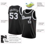 Personalized Basketball Jersey Round Neck Rib-Knit Black White Gray Personalized Black White-Gray Round Neck Rib-Knit Basketball