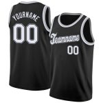 Custom Name and Number Basketball Jersey - Personalized Round Neck Rib-Knit in Black and Gray Personalized Black White-Gray