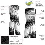Custom Name Number Sublimation Basketball Jersey - Personalized Black White Gray Round Neck Suit Personalized Black White-Gray