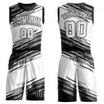 Custom Name Number Sublimation Basketball Jersey - Personalized Black White Gray Round Neck Suit Personalized Black White-Gray