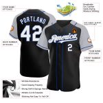 Custom Name Number Baseball Jersey - Personalized Black White Gray-Royal Authentic Raglan Sleeves Personalized Black White