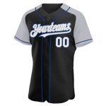 Custom Name Number Baseball Jersey - Personalized Black White Gray-Royal Authentic Raglan Sleeves Personalized Black White
