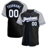 Custom Name Number Baseball Jersey - Personalized Black White Gray-Royal Authentic Raglan Sleeves Personalized Black White