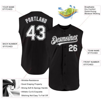 Custom Black Gray White Sleeveless Baseball Jersey for Men - Personalized Sports Apparel Personalized Black White-Gray Sleeveless