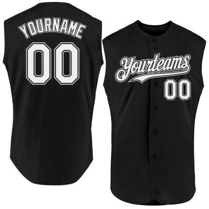 Custom Black Gray White Sleeveless Baseball Jersey for Men - Personalized Sports Apparel Personalized Black White-Gray Sleeveless