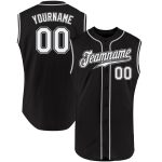 Personalized Black Gray Sleeveless Baseball Jersey for Men and Women Personalized Black White-Gray Sleeveless Baseball Jersey