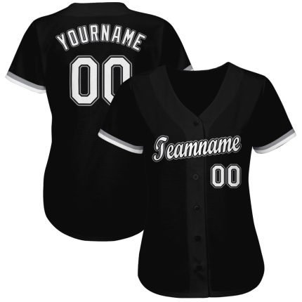 Custom Name and Number Softball Jersey - Personalized Black White-Gray Team Apparel Personalized Black White-Gray Softball