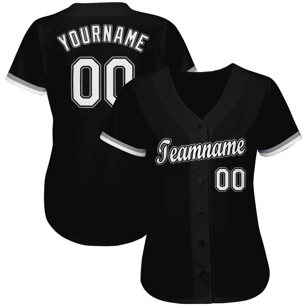 Custom Name and Number Softball Jersey - Personalized Black White-Gray Team Apparel Personalized Black White-Gray Softball