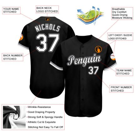 Custom Name and Number Softball Jersey - Personalized Black White-Gray Team Apparel Personalized Black White-Gray Softball