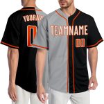 Personalized Split Black White Gray Fashion Baseball Jersey for Men and Women Personalized Black White-Gray Split Fashion