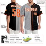 Personalized Split Black White Gray Fashion Baseball Jersey for Men and Women Personalized Black White-Gray Split Fashion