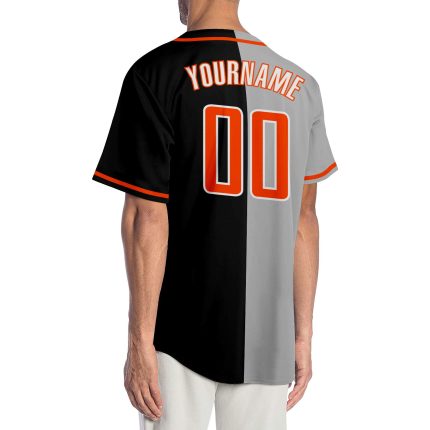 Personalized Split Black White Gray Fashion Baseball Jersey for Men and Women Personalized Black White-Gray Split Fashion