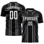 Personalized Sublimation Soccer Jersey - Black White Gray Uniform Personalized Black White-Gray Sublimation Soccer Uniform