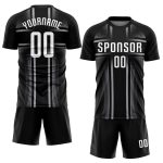 Personalized Sublimation Soccer Jersey - Black White Gray Uniform Personalized Black White-Gray Sublimation Soccer Uniform