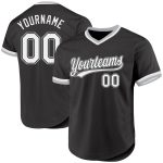 Personalized Black White Gray Baseball Jersey - Custom Throwback Style Personalized Black White-Gray Throwback Baseball Jersey