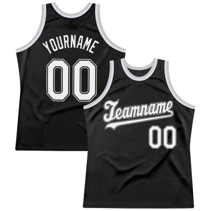 Personalized Throwback Basketball Jersey in Black and Gray - Size 2 Personalized Black White-Gray Throwback Basketball Jersey