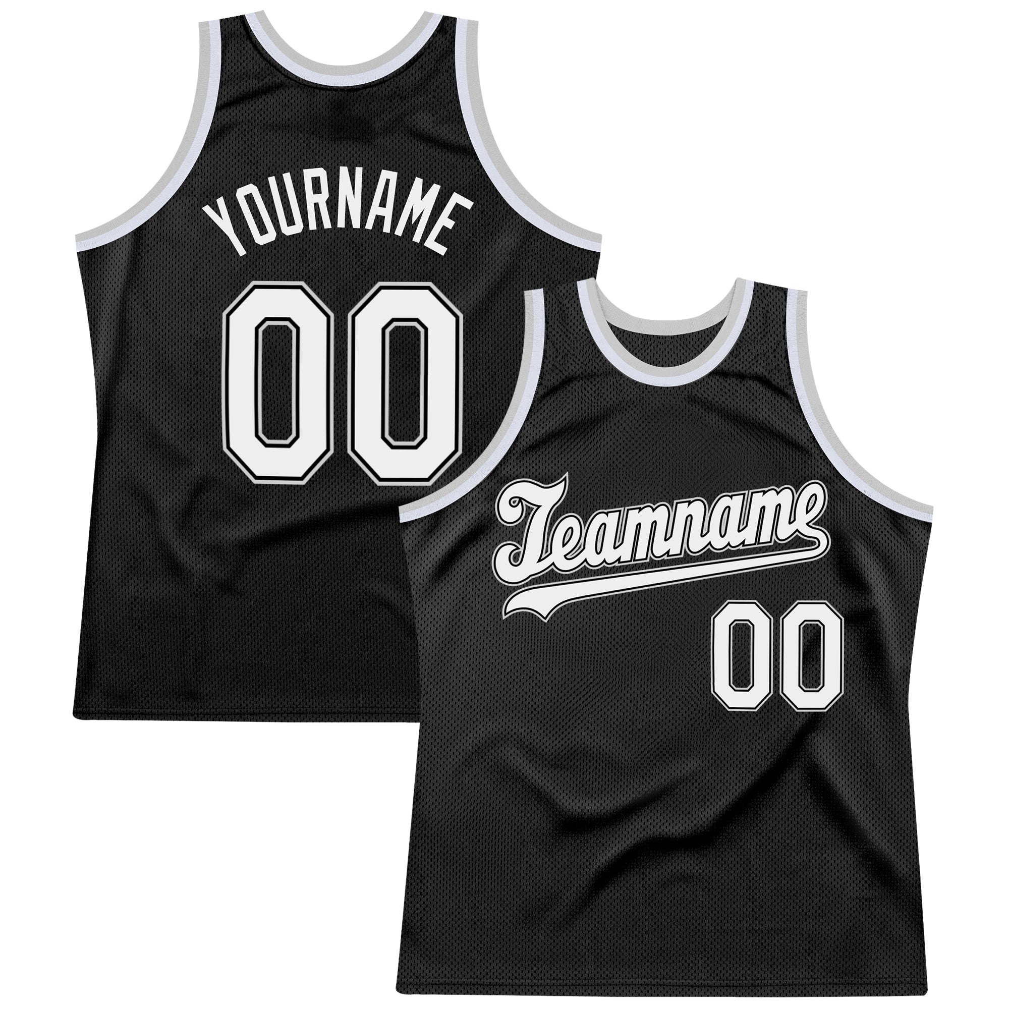 Personalized Throwback Basketball Jersey in Black and Gray - Size 2 Personalized Black White-Gray Throwback Basketball Jersey