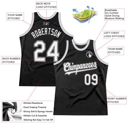 Personalized Throwback Basketball Jersey in Black and Gray - Size 2 Personalized Black White-Gray Throwback Basketball Jersey