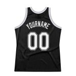 Personalized Throwback Basketball Jersey in Black and Gray - Size 2 Personalized Black White-Gray Throwback Basketball Jersey