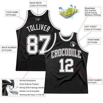 Customizable Black and Gray Retro Basketball Jersey - Personalized Sports Apparel Personalized Black White-Gray Throwback