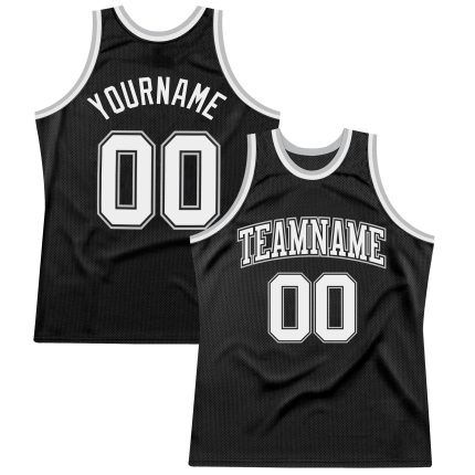 Customizable Black and Gray Retro Basketball Jersey - Personalized Sports Apparel Personalized Black White-Gray Throwback