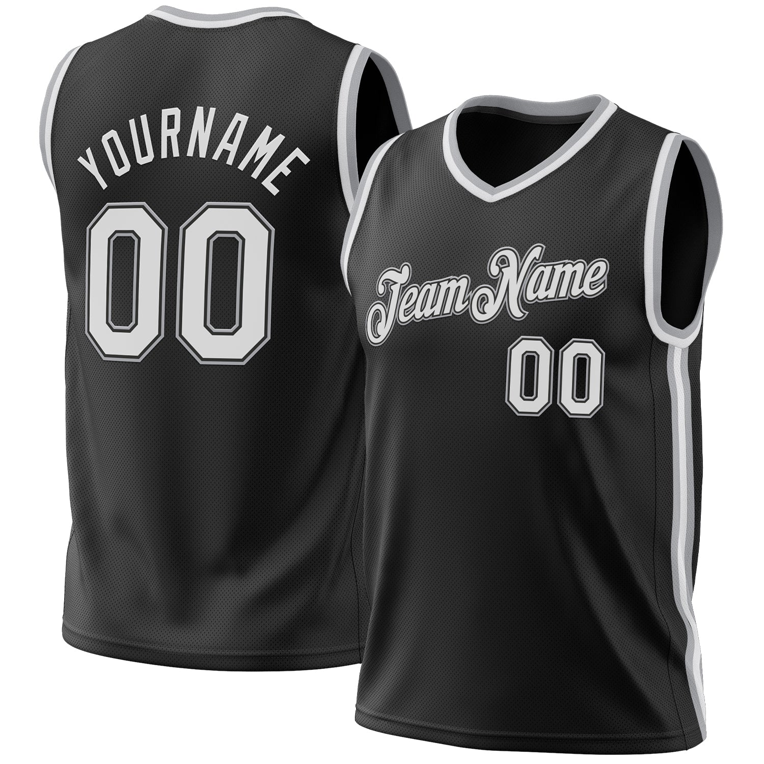 Personalized Basketball Jersey Black White Gray Throwback Style 5 Personalized Black White-Gray Throwback Basketball Jersey