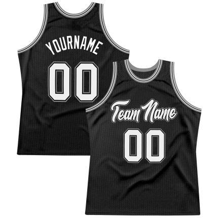 Custom Black Gray White Basketball Jersey - Personalized Sports Apparel Personalized Black White-Gray Throwback Basketball