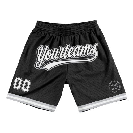 Personalized Black Gray Throwback Basketball Shorts for Men and Women Personalized Black White-Gray Throwback Basketball