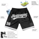 Personalized Black Gray Throwback Basketball Shorts for Men and Women Personalized Black White-Gray Throwback Basketball