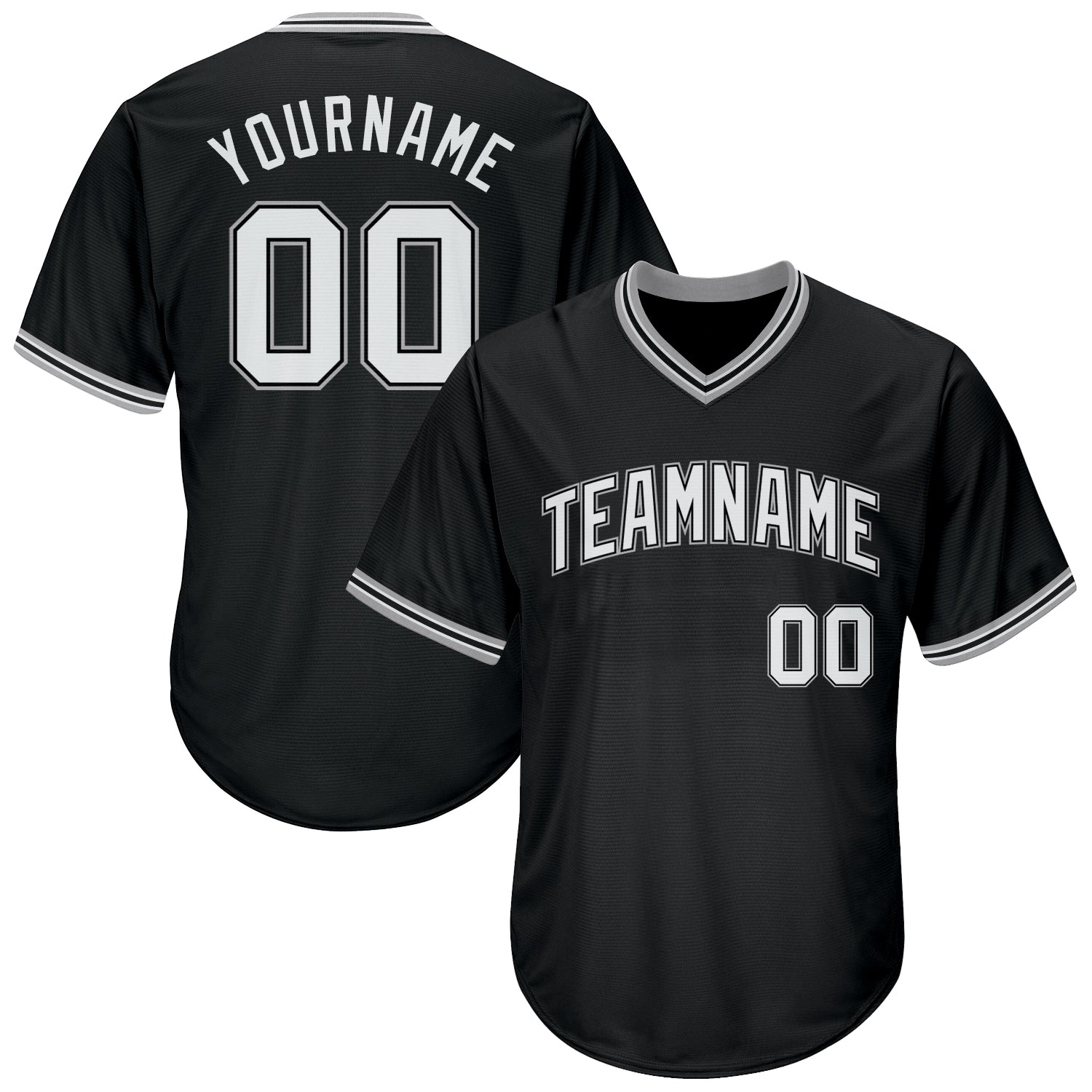 Personalized Black and Gray Throwback Baseball Jersey Shirt for Men and Women Personalized Black White-Gray Throwback Rib-Knit