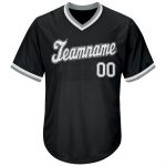Personalized Black and Gray Baseball Jersey Shirt - Throwback Rib-Knit Style 3 Personalized Black White-Gray Throwback Rib-Knit