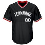 Personalized Black White Gray Baseball Jersey Shirt for Men and Women, Throwback Rib-Knit Design, Size 4 Personalized Black