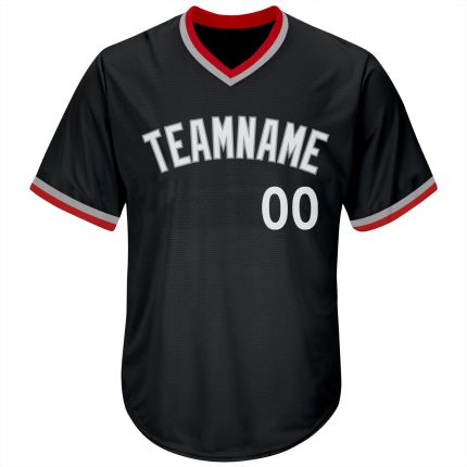 Personalized Black White Gray Baseball Jersey Shirt for Men and Women, Throwback Rib-Knit Design, Size 4 Personalized Black
