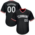 Personalized Black White Gray Baseball Jersey Shirt for Men and Women, Throwback Rib-Knit Design, Size 4 Personalized Black
