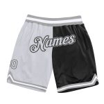 Personalized Basketball Shorts - Black and Gray Throwback Split Fashion Style Personalized Black White-Gray Throwback Split