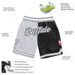 Personalized Basketball Shorts - Black and Gray Throwback Split Fashion Style Personalized Black White-Gray Throwback Split