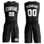 Personalized Sublimation Basketball Jersey - Black White Gray Triangle Shapes Round Neck Suit Personalized Black White-Gray