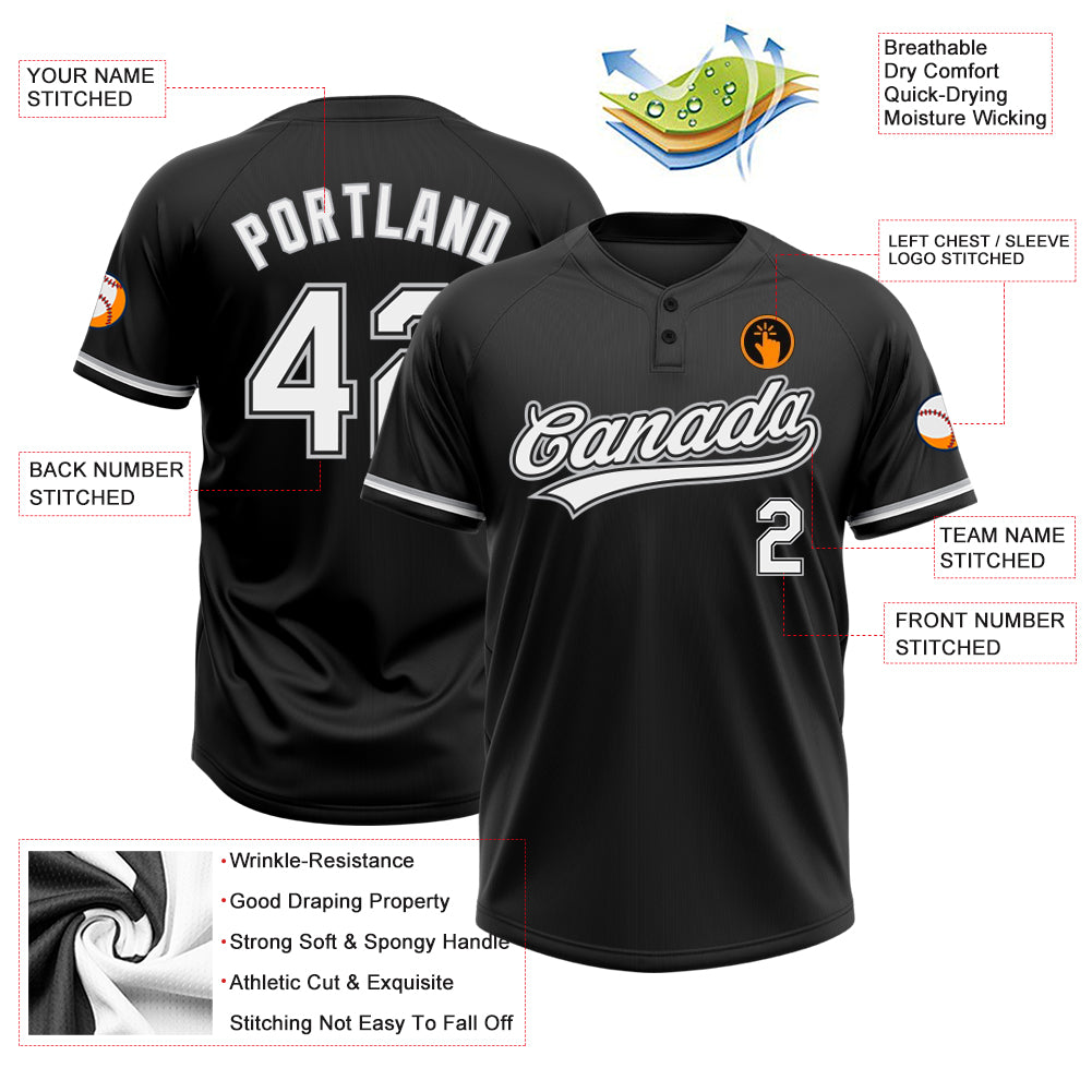 Personalized Unisex Softball Jersey - Black White Gray Two-Button Design, Soft Fabric, Perfect for Team Sports Personalized - Image 3