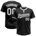 Personalized Unisex Softball Jersey - Black White-Gray Two-Button Design Personalized Black White-Gray Two-Button Unisex