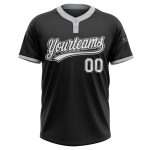 Personalized Unisex Softball Jersey - Black White-Gray Two-Button Design Personalized Black White-Gray Two-Button Unisex
